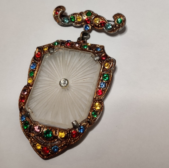 Rare Singer & Kantor Art Deco Camphor Glass Fob brooch - Picture 15 of 16